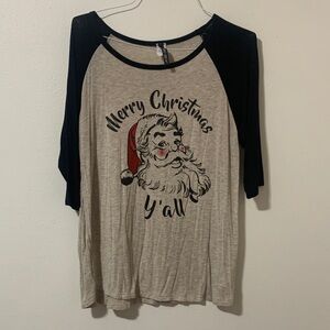 Merry Christmas Y'all Graphic Tee - Black and Cream